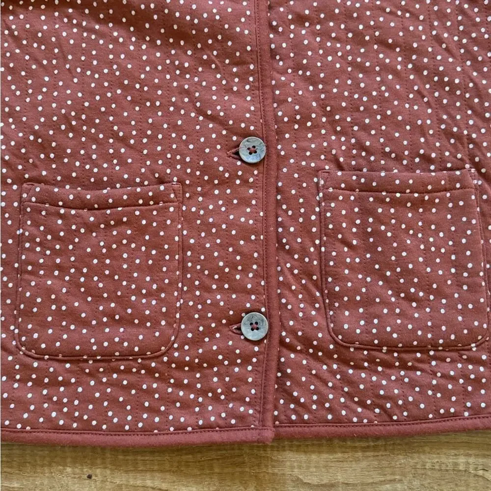 Cat & Jack Girls' Cinnamon White Polka Dot Button Front Cardigan Size L (10/12)
